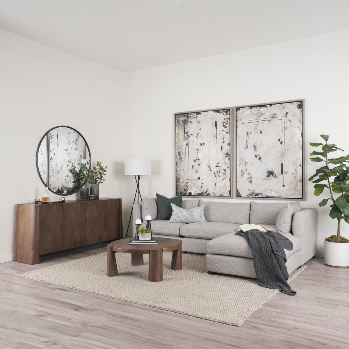 Tammar Medium Brown Round Wood with Tapered Legs Coffee Table