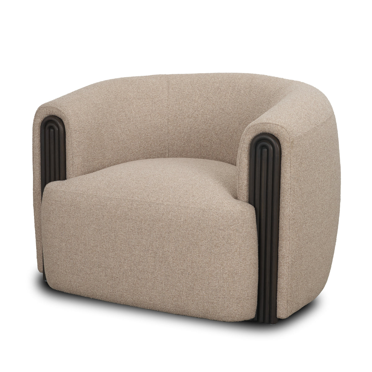 Kornelia Mushroom Textured Fabric Barrel Accent Chair