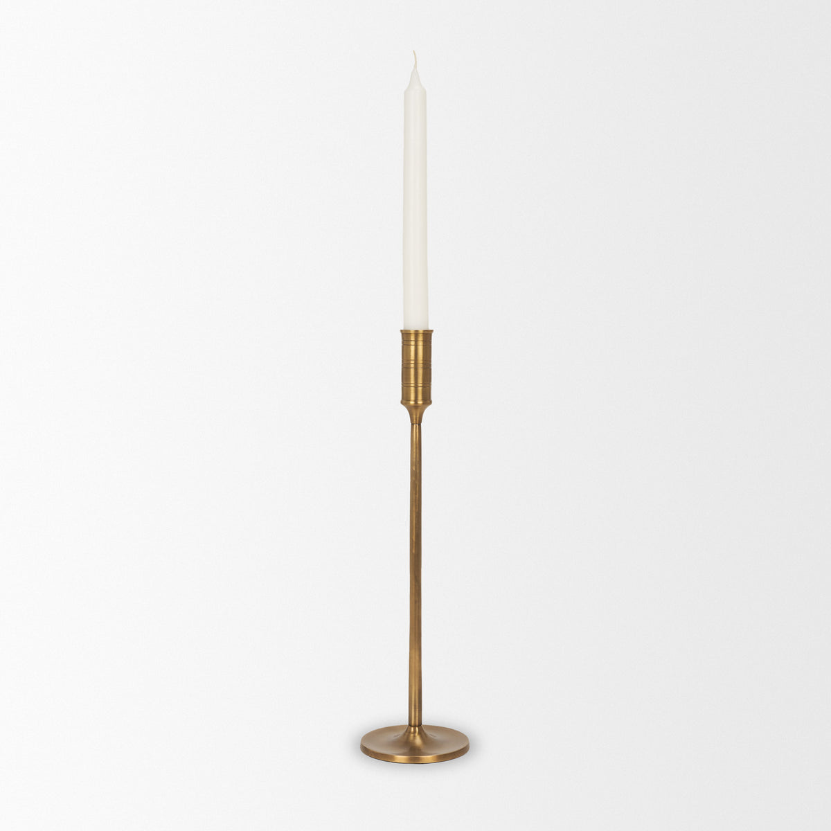 Chantria Natural Brass Large Solid Adjustable Taper Candle Holder