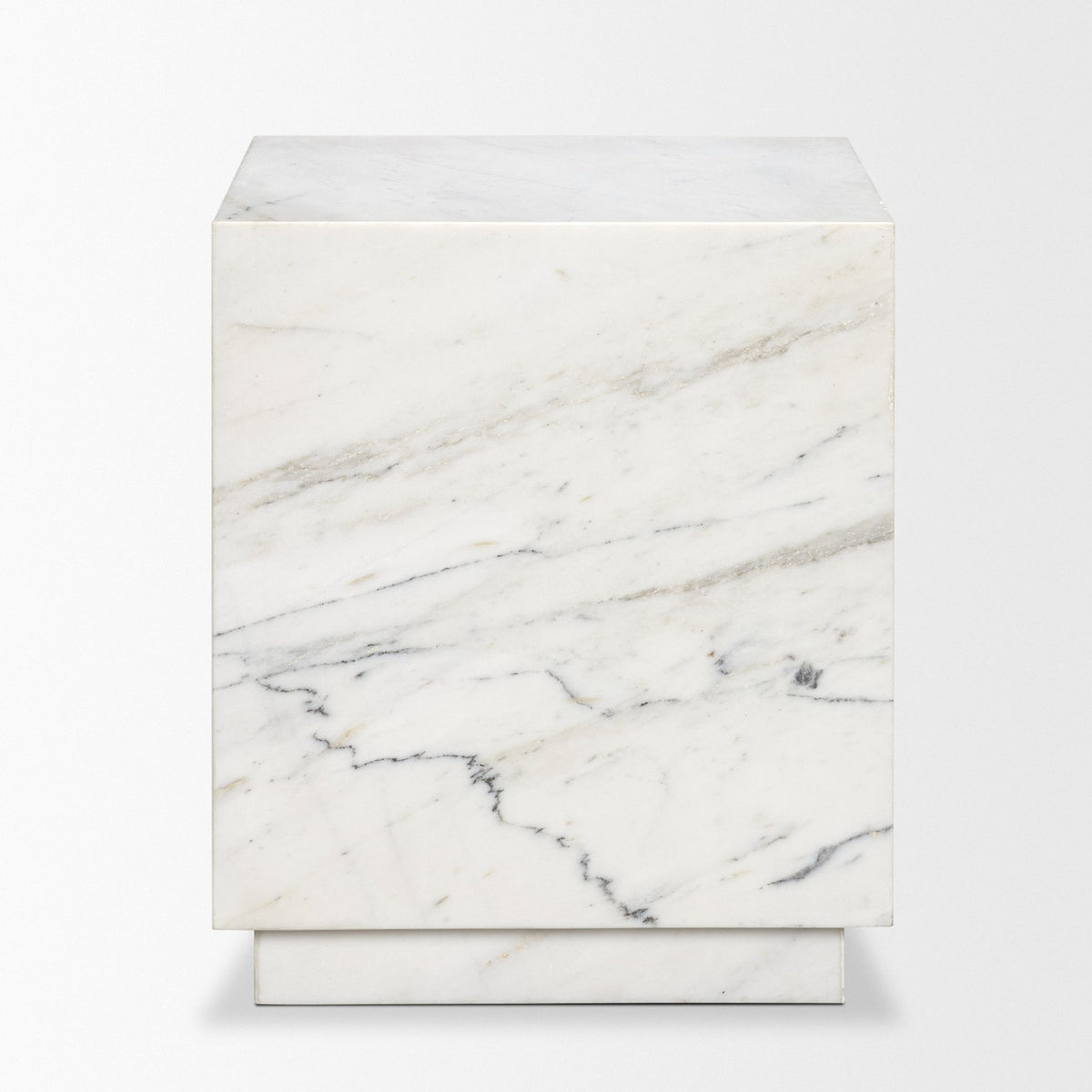 Matteo White Solid Marble Square Side Table