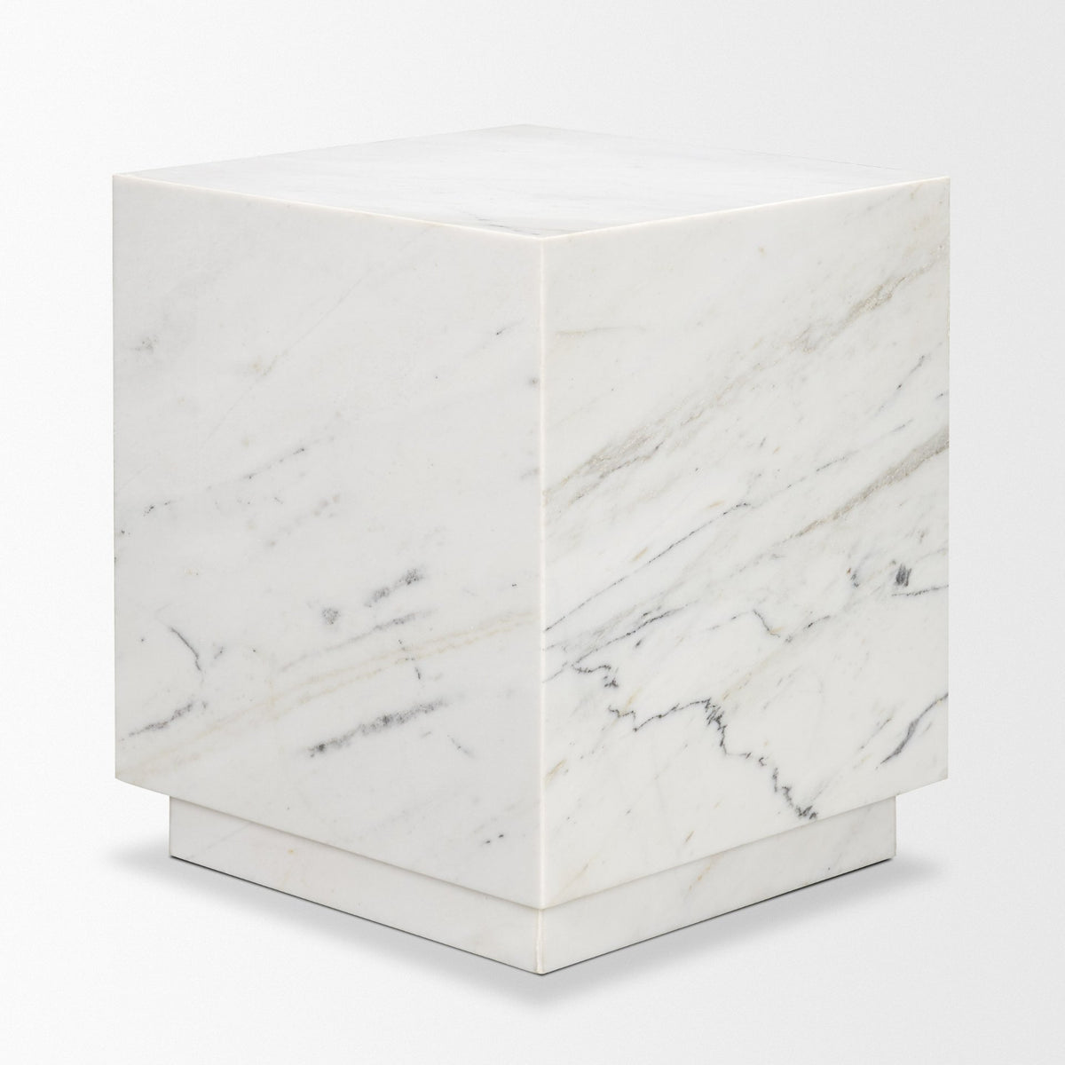 Matteo White Solid Marble Square Side Table