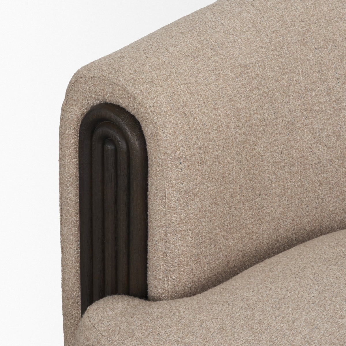 Kornelia Mushroom Textured Fabric Barrel Accent Chair