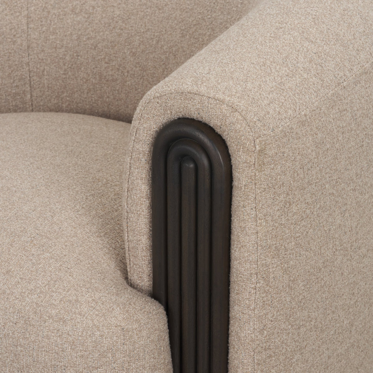 Kornelia Mushroom Textured Fabric Barrel Accent Chair
