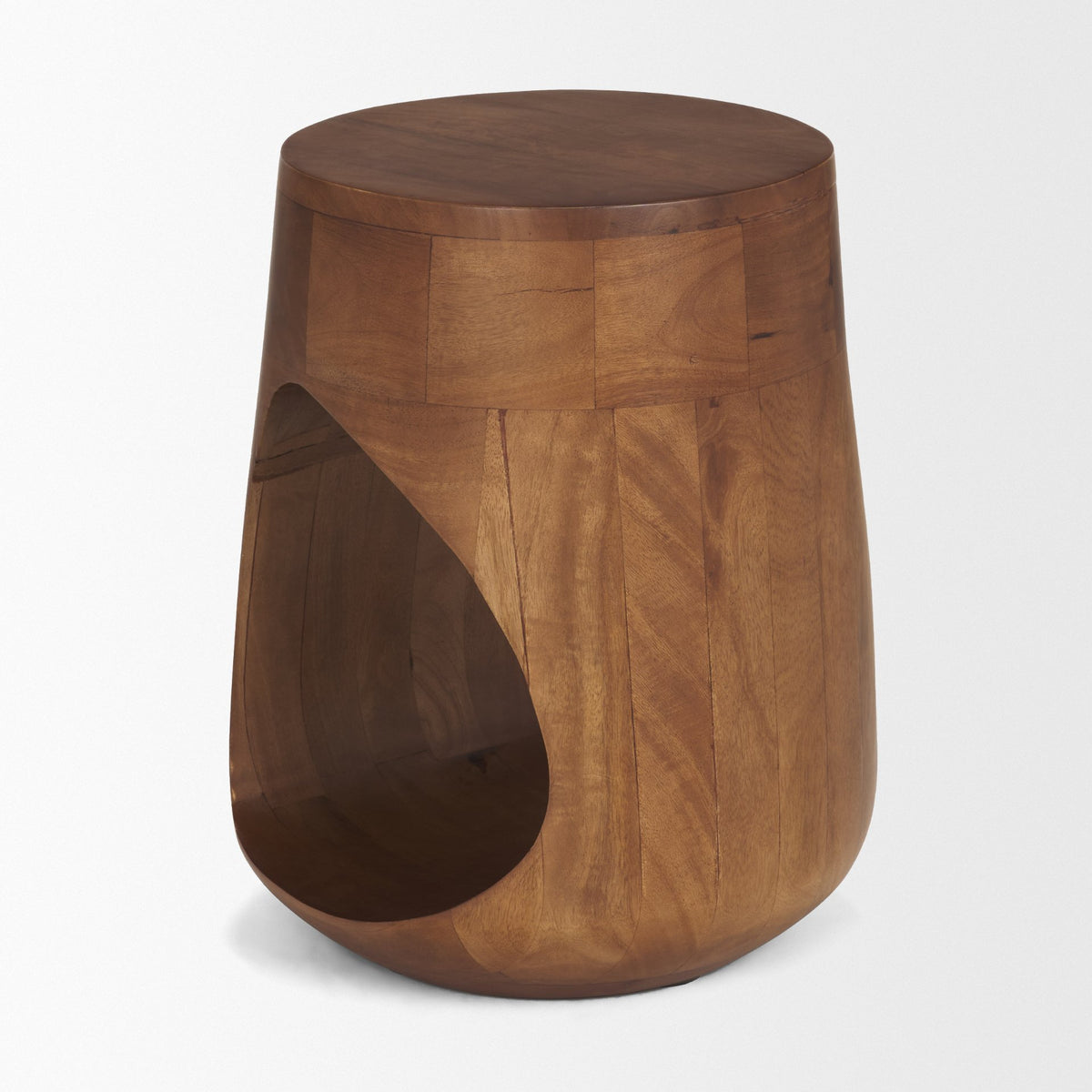 Cove Medium Brown Sculptural Open Side Table