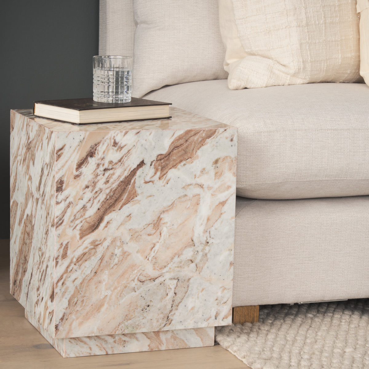 Matteo Pink Solid Marble Square Side Table