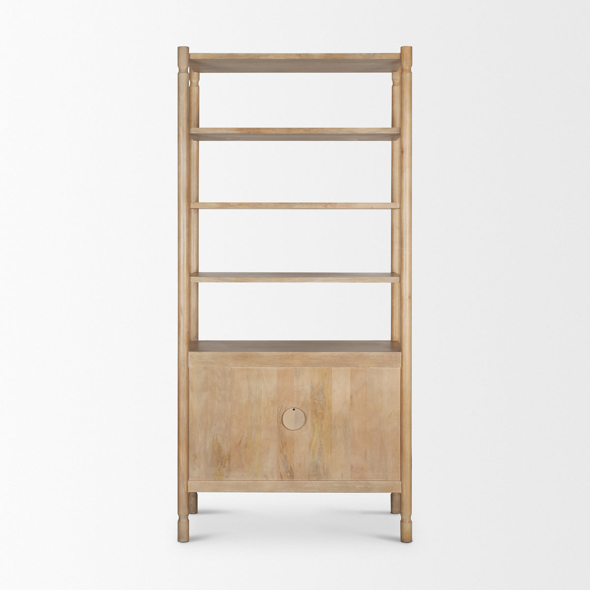 Phil Light Brown Wood 2 Door 3 Shelves Open Shelving Unit