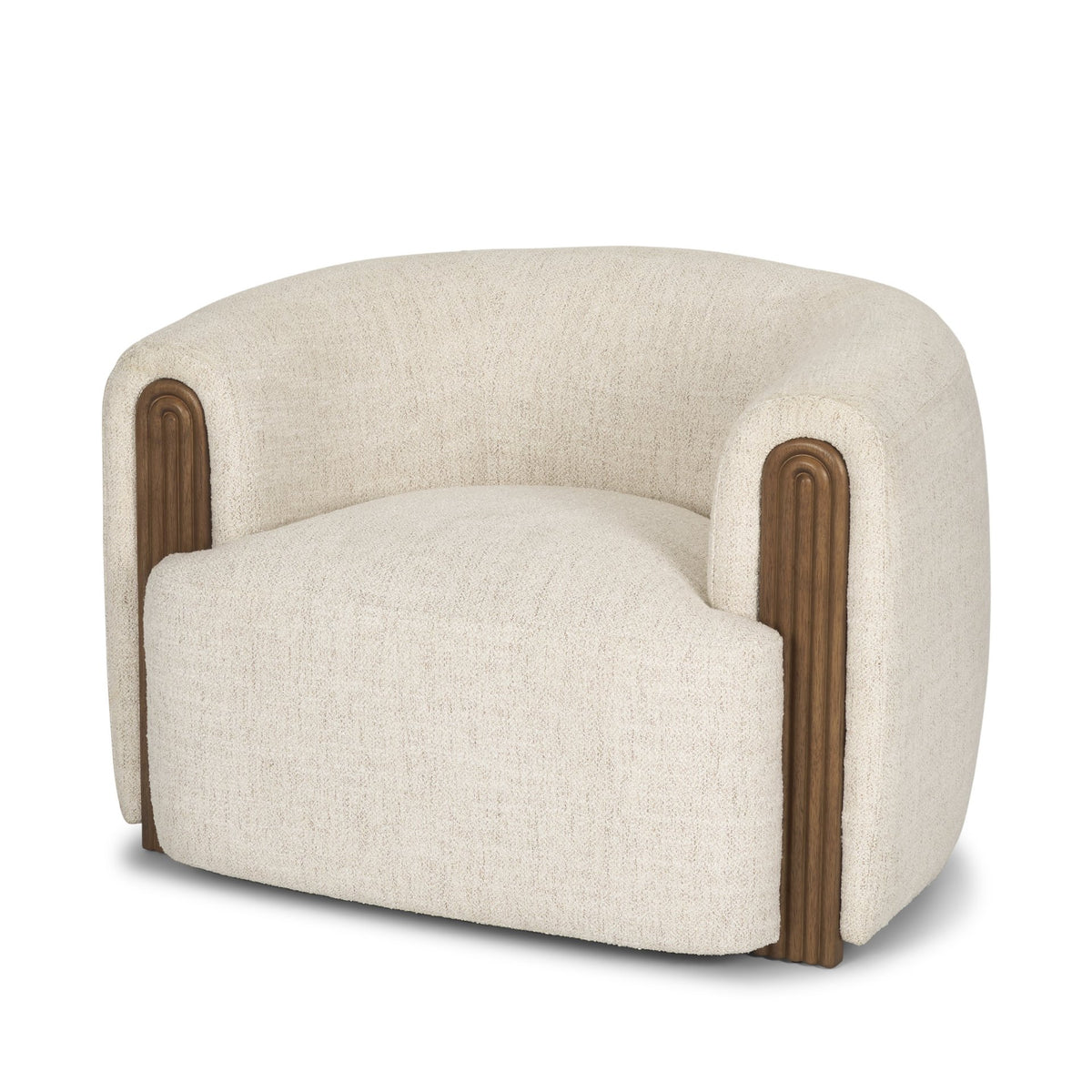 Kornelia Soft Oatmeal Fabric Barrel Accent Chair
