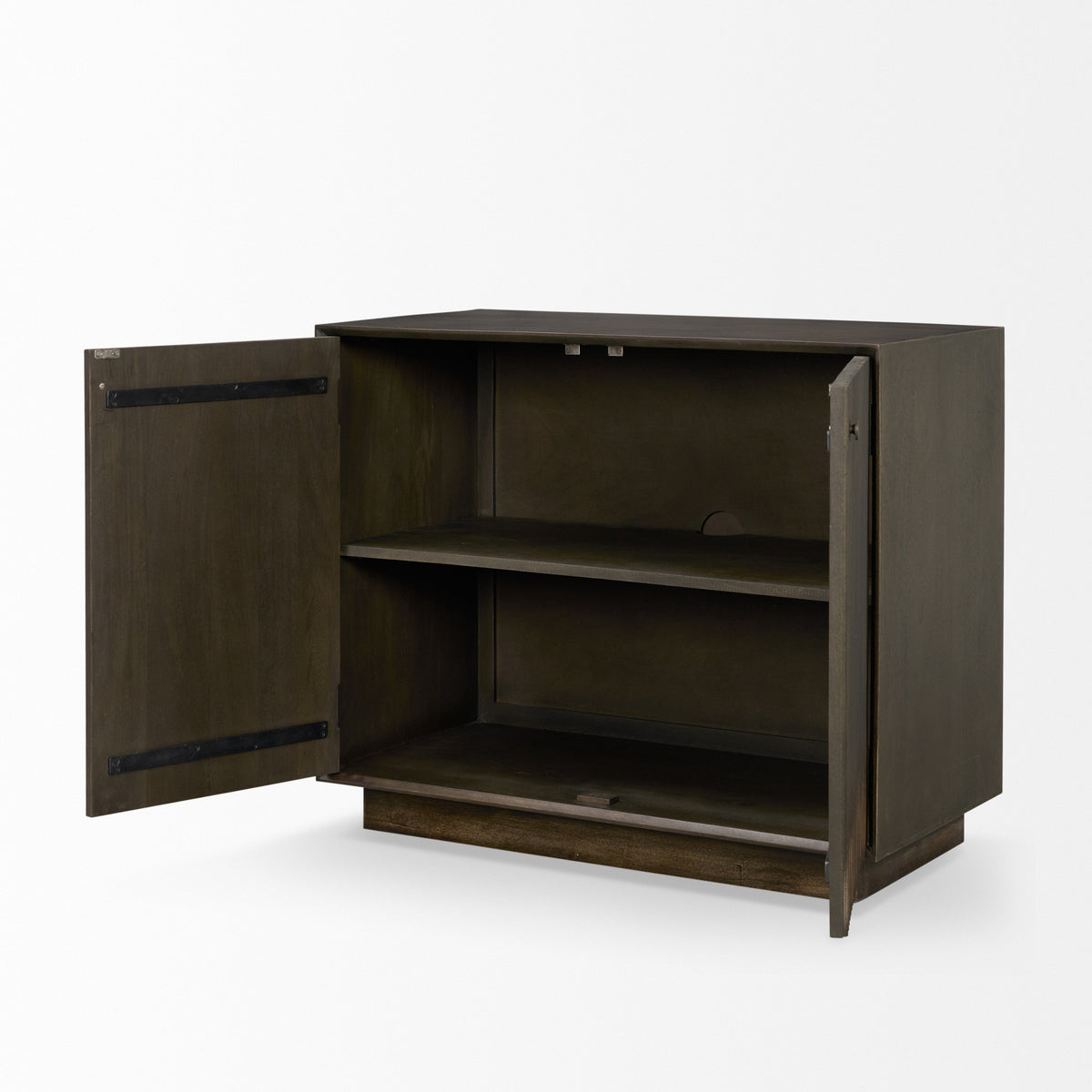 Cinder Dark Brown Distressed Wood Reeded 2-Door Closed Accent Cabinet