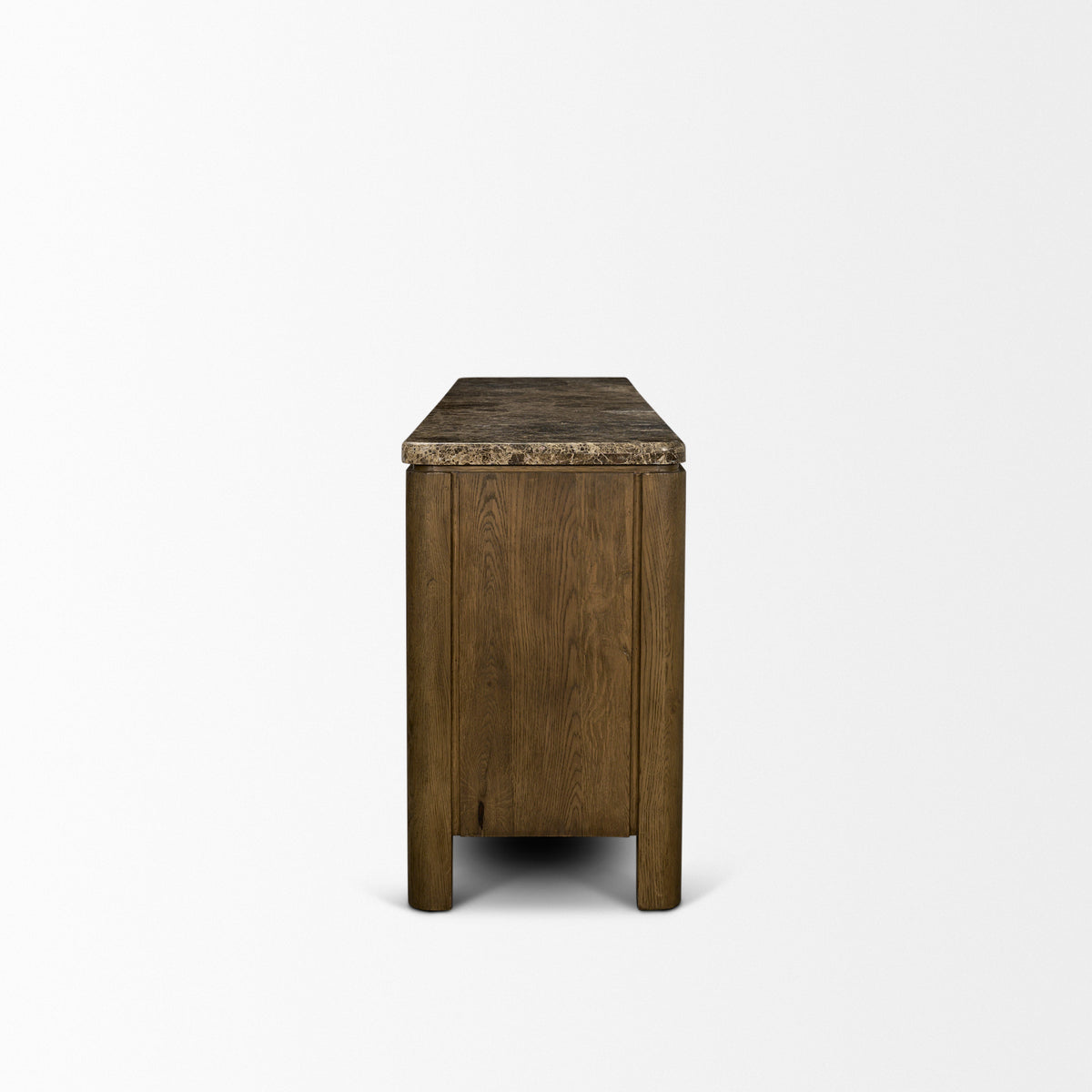 Kendrix Dark Brown/Cappuccino Oak Wood Marble 4 Door Closed Sideboard