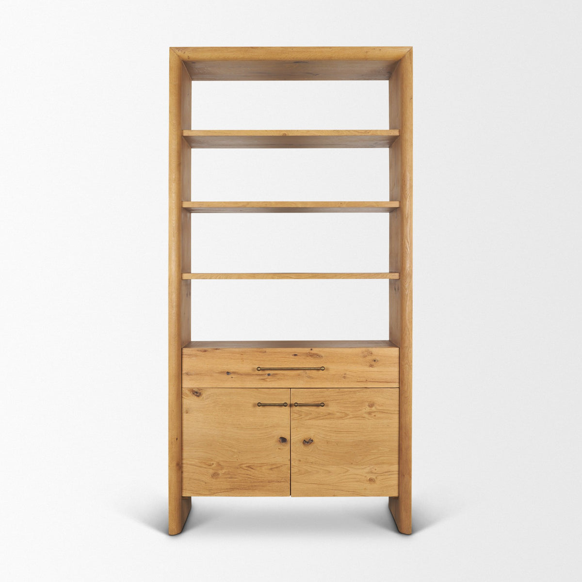 Belford Light Brown 2-Door Open Oak Wood Shelving Unit