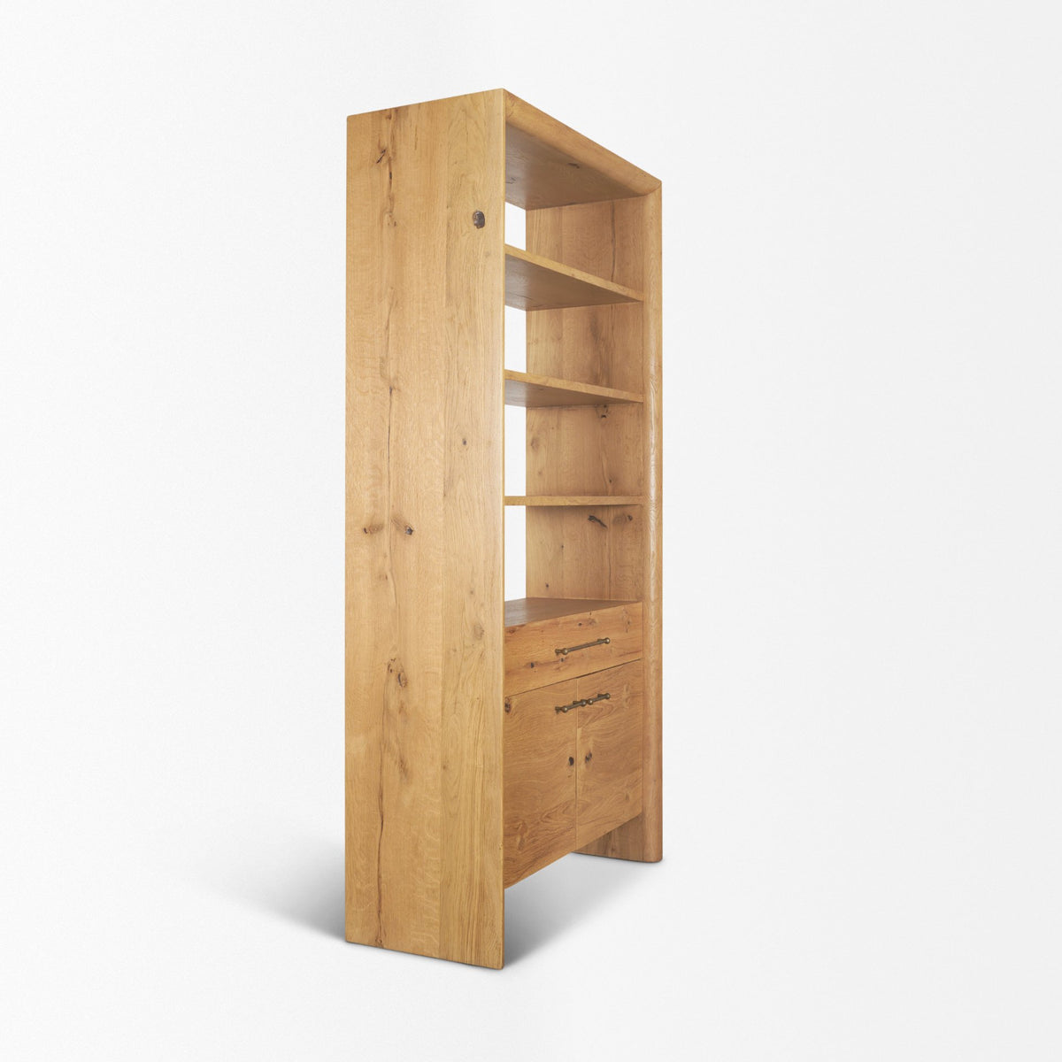 Belford Light Brown 2-Door Open Oak Wood Shelving Unit