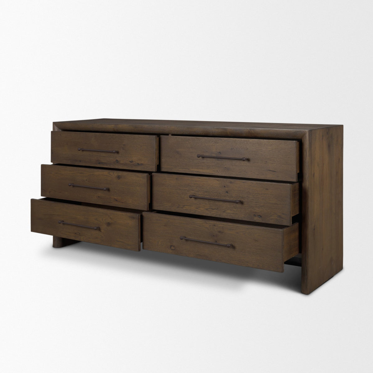 Belford Dark Brown 6-Drawer Oak Wood Dresser