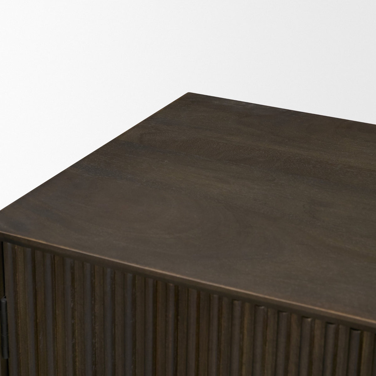 Cinder Dark Brown Distressed Wood Reeded 2-Door Closed Accent Cabinet