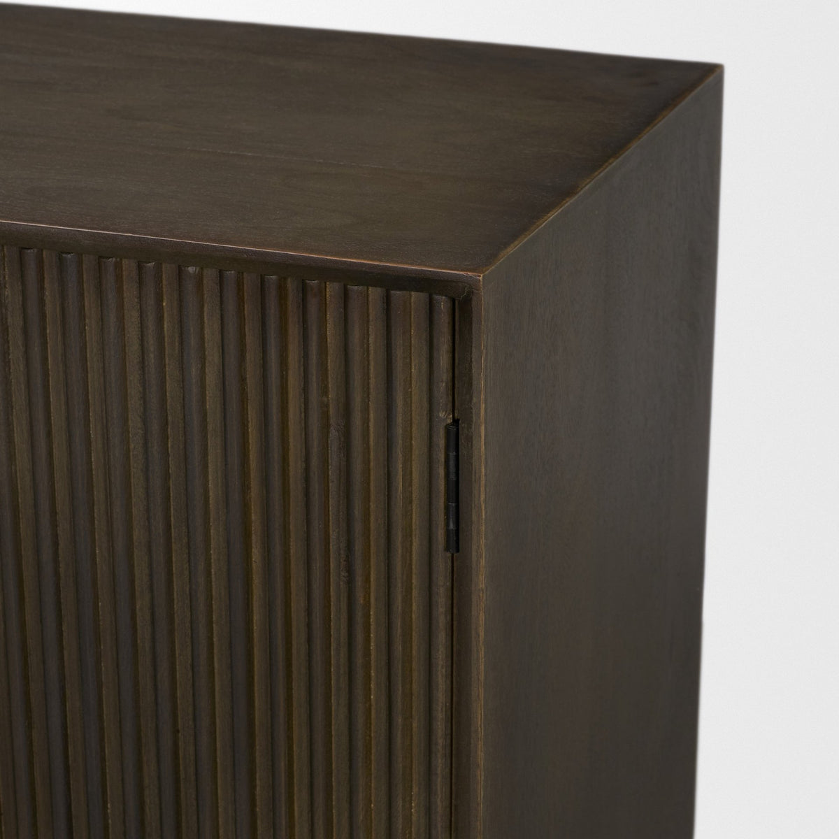 Cinder Dark Brown Distressed Wood Reeded 2-Door Closed Accent Cabinet