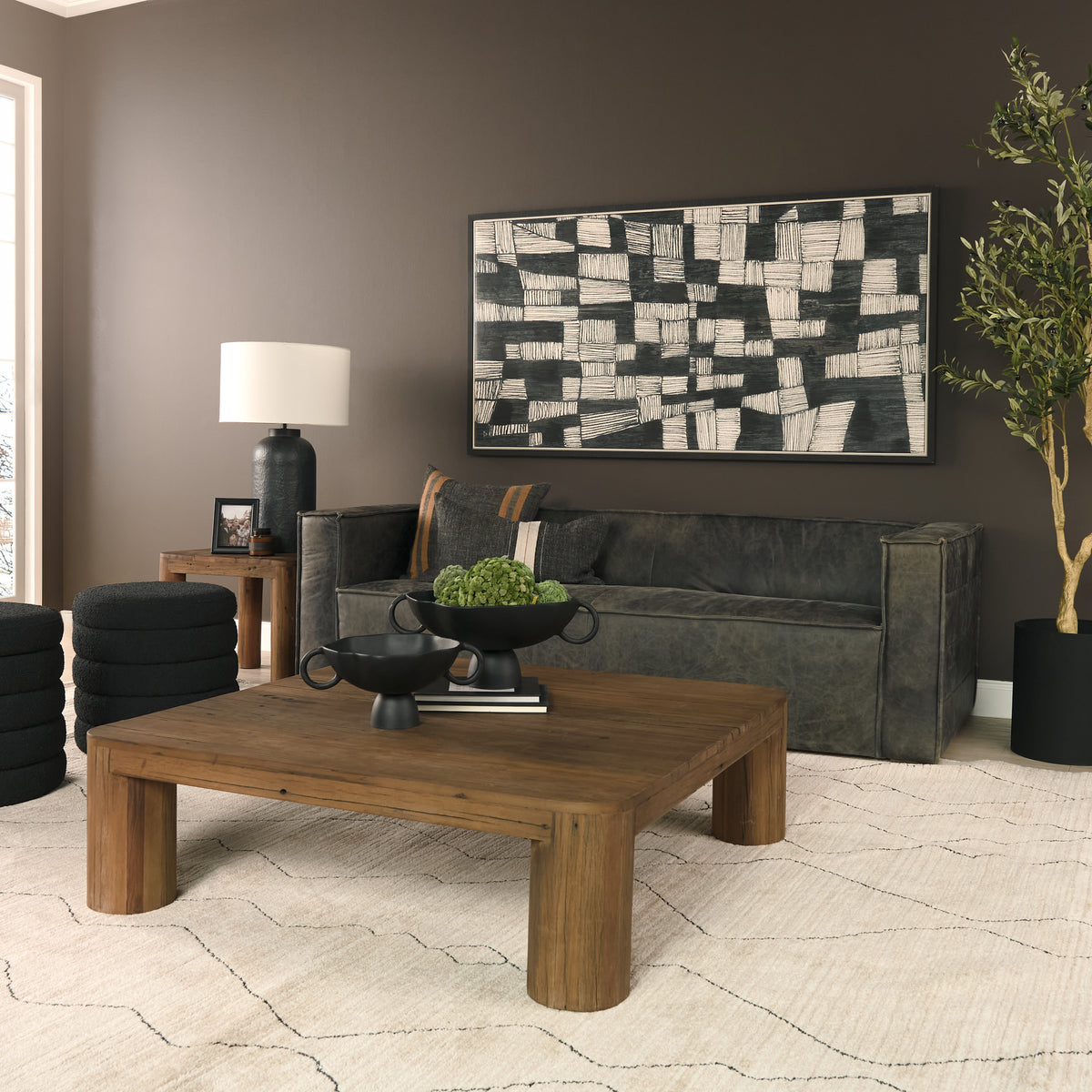 Hewitt Brown Square Smooth Reclaimed Wood Coffee Table