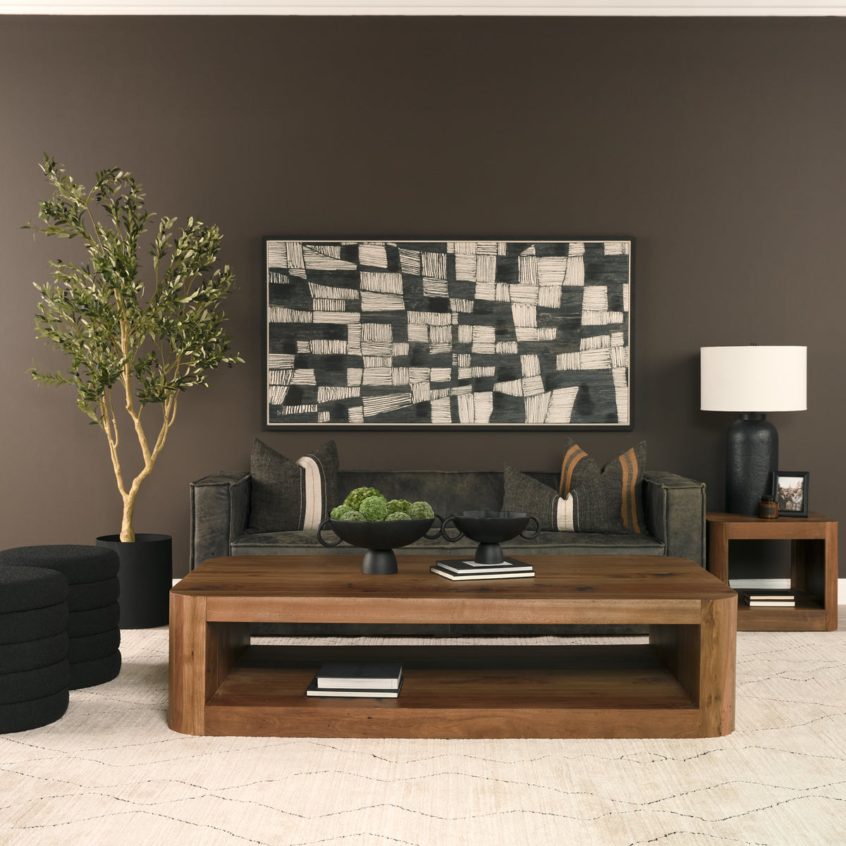 Dunmore Brown Solid Wood Rectangular Open Shelf Coffee Table