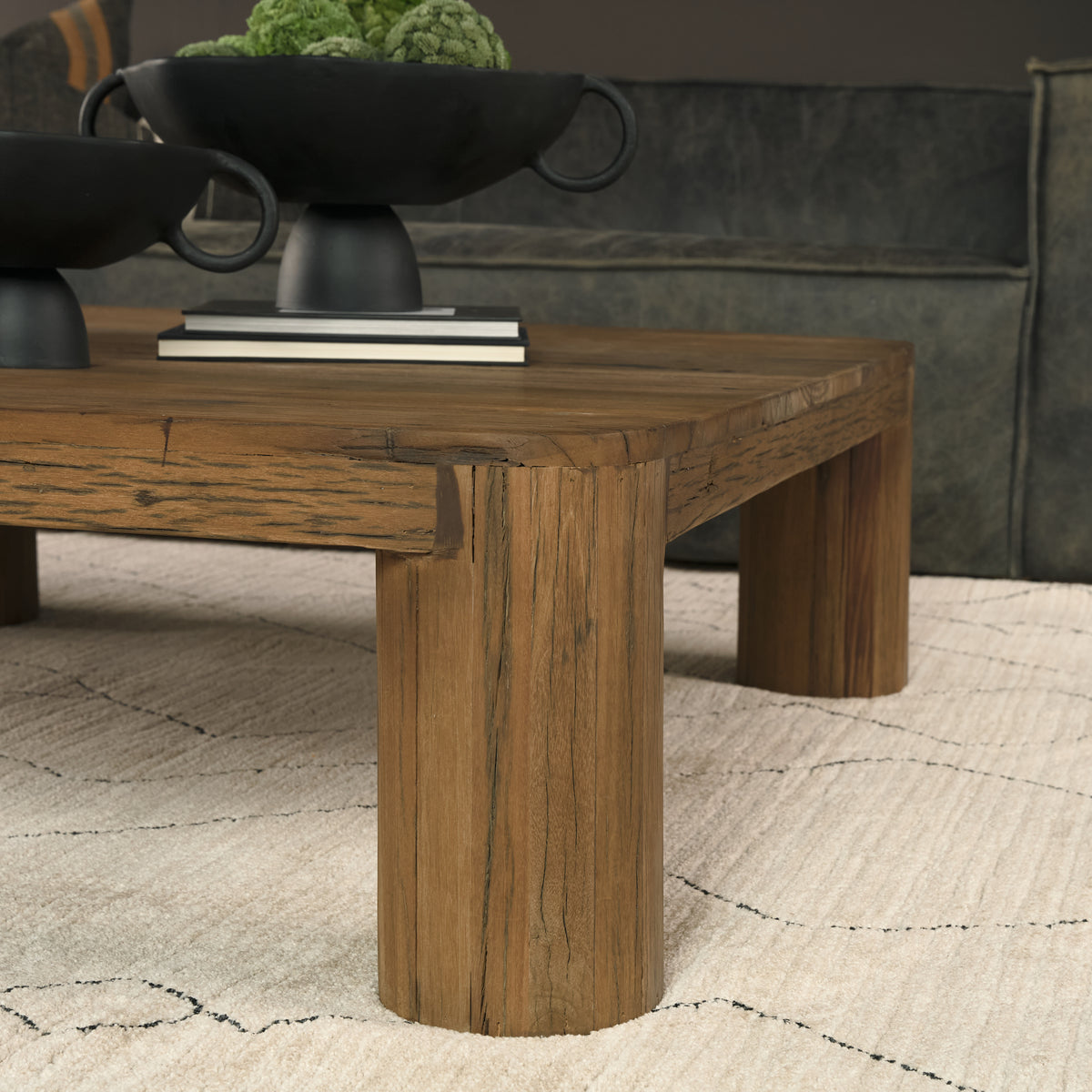Hewitt Brown Square Smooth Reclaimed Wood Coffee Table
