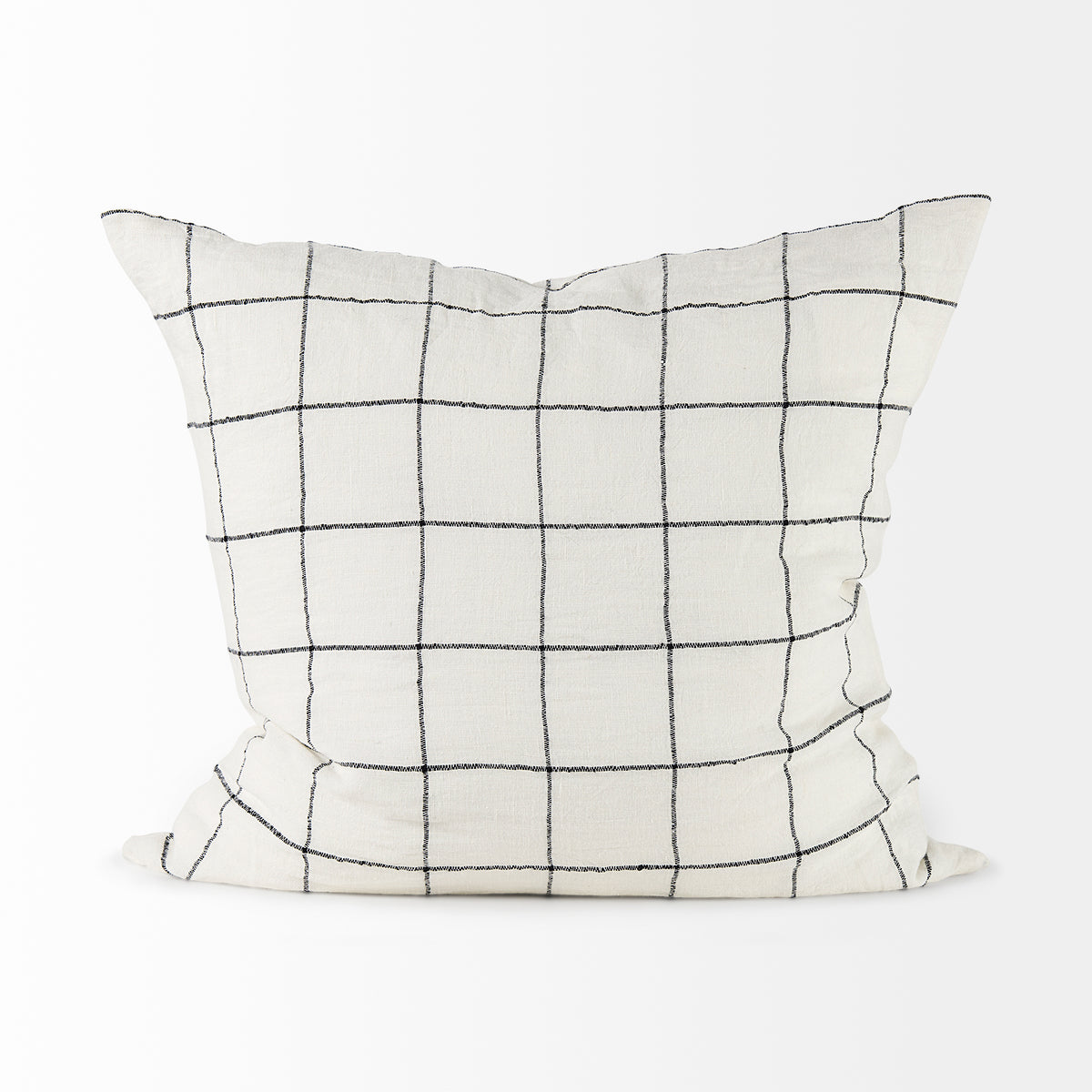 Suzanne White/Black 22x22 Square Pattern Pillow Cover with Down Filler (Set of 2)