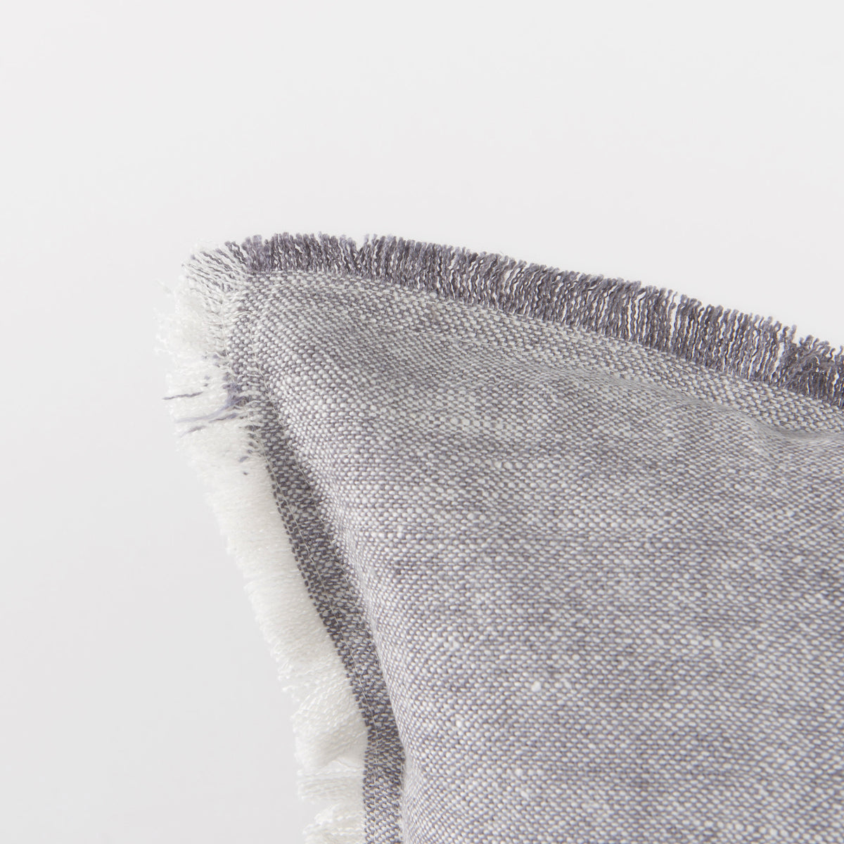 Thais Gray 13x21 Fabric Fringed Pillow Cover with Non-Allergen Filler (Set of 2)