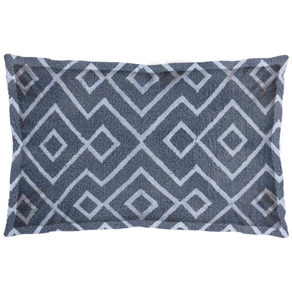 Boswell Blue 13x21 Diamond Patterned Pillow Cover with Down Filler (Set of 2)