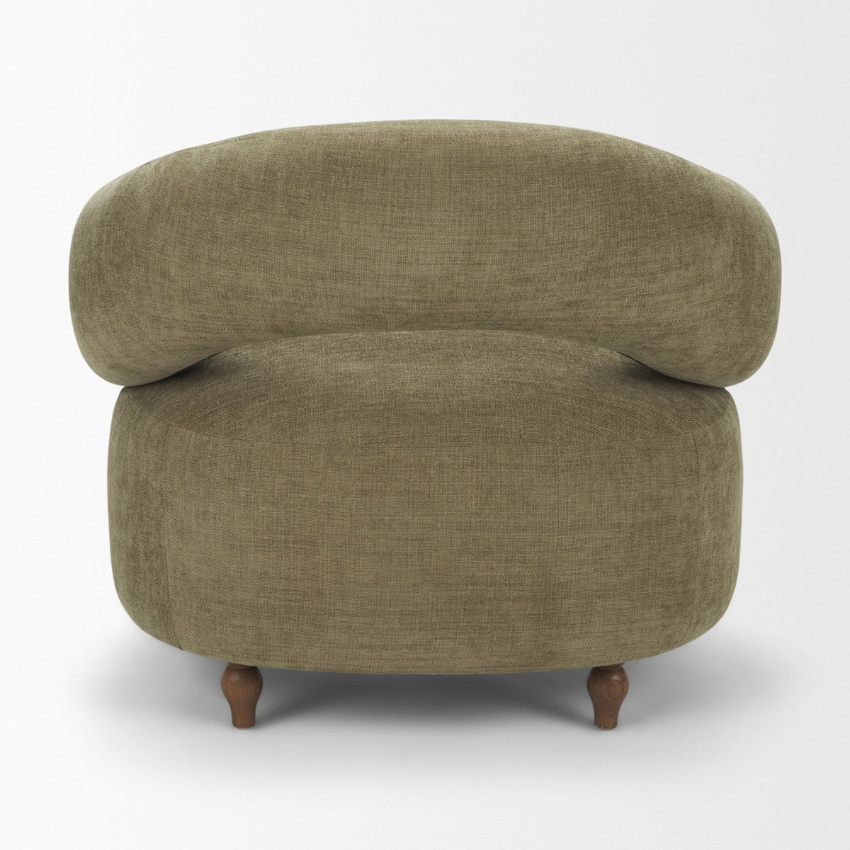 Margaux Olive Fabric Open Back Barrel Accent Chair