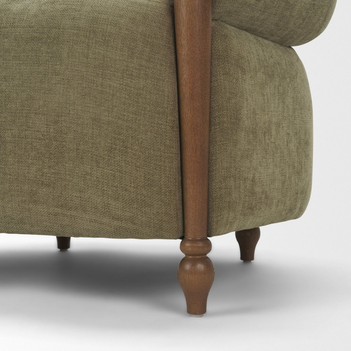 Margaux Olive Fabric Open Back Barrel Accent Chair
