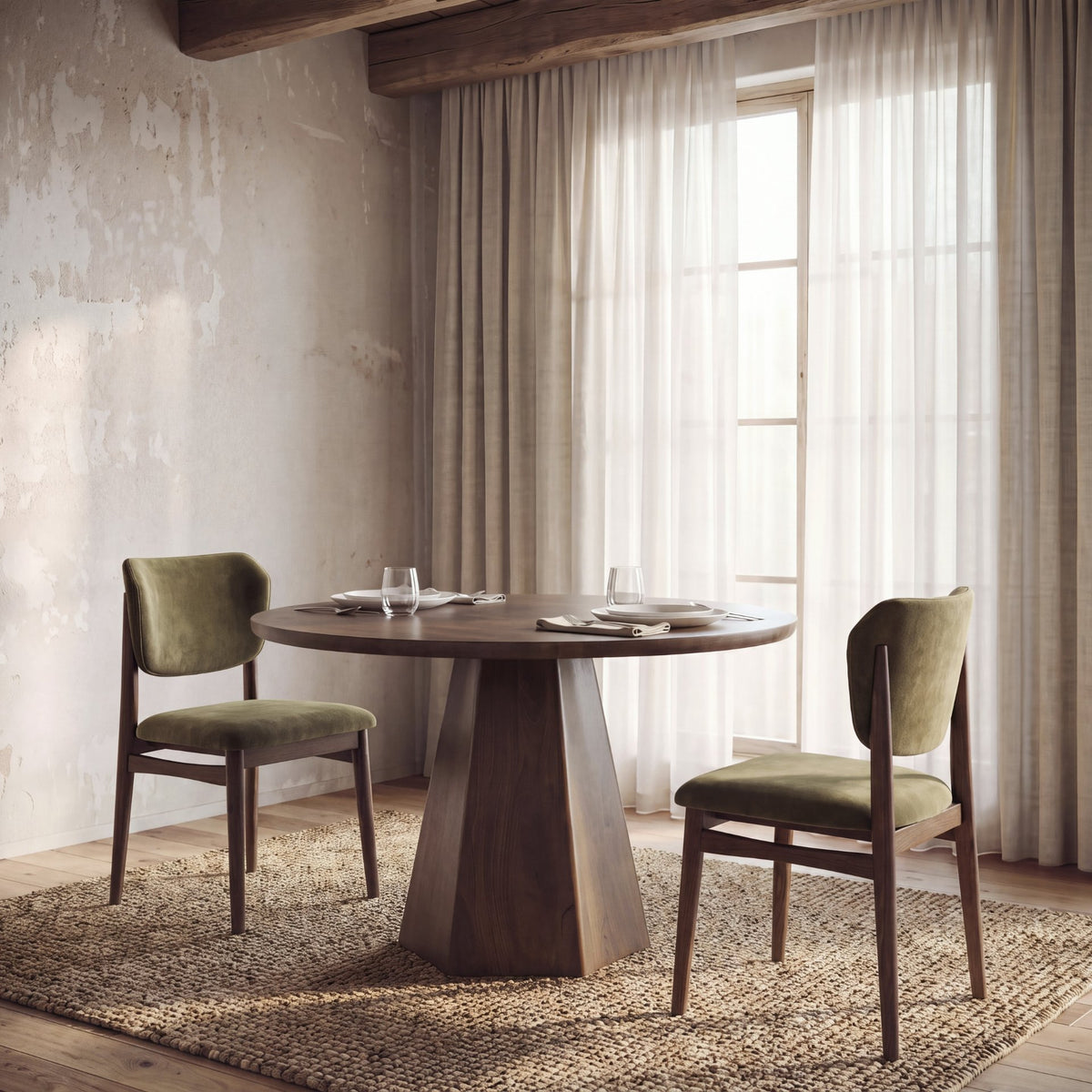 Cline Olive/Brown Curved Back Dining Side Chair (Set of 2)