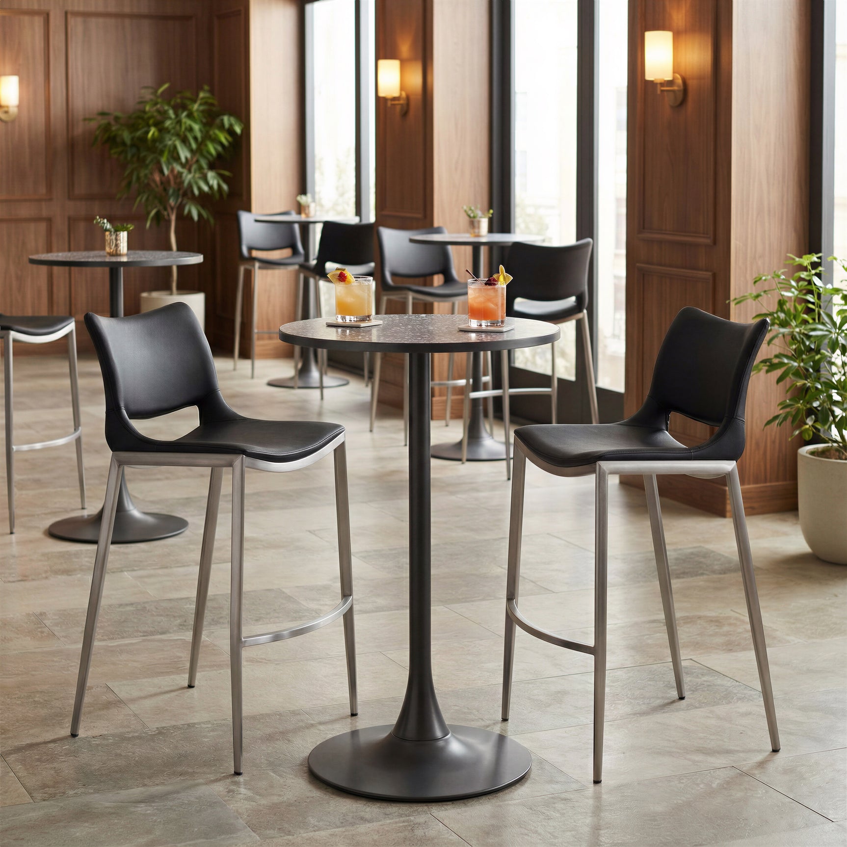 Ace Black & Silver Barstool (Set of 2)