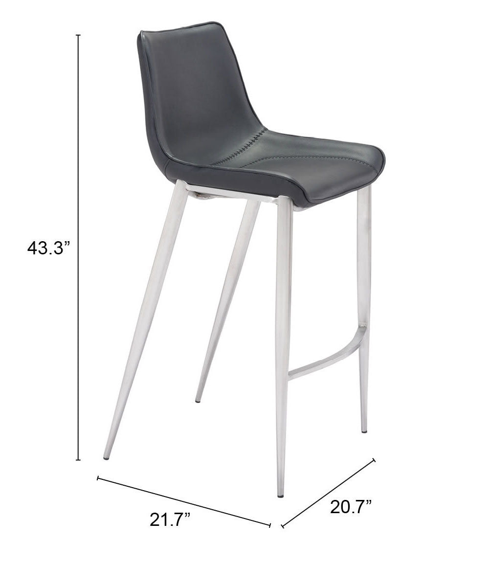 Magnus Black & Silver Barstool (Set of 2)