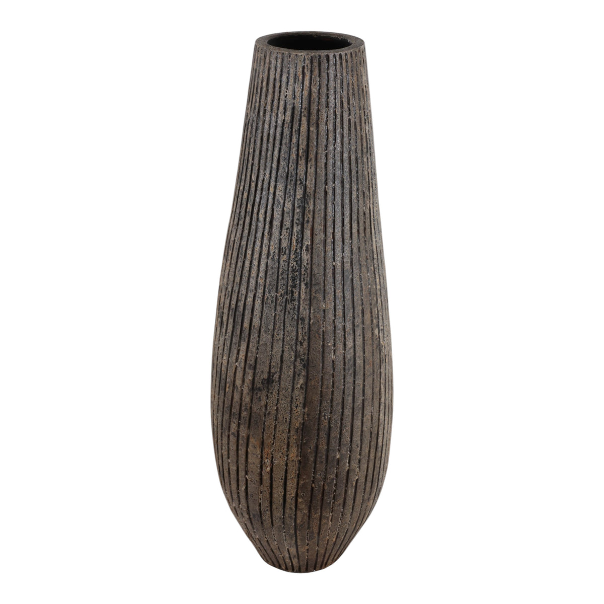 Hornbrook Rustic Black/Gray Large Ridged Terracotta Floor Vase