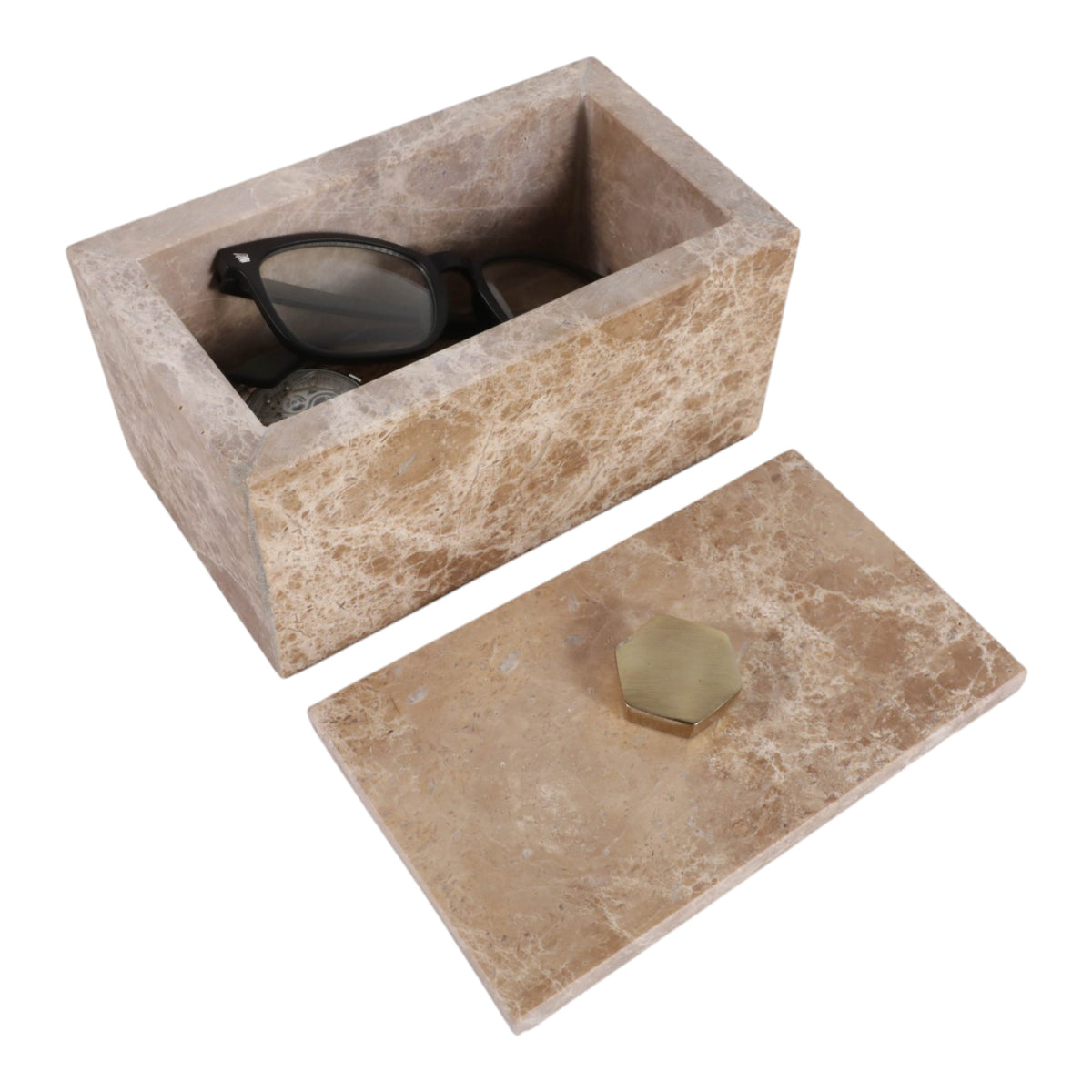 La Quinta Ivory/Brown Empredor Marble Box