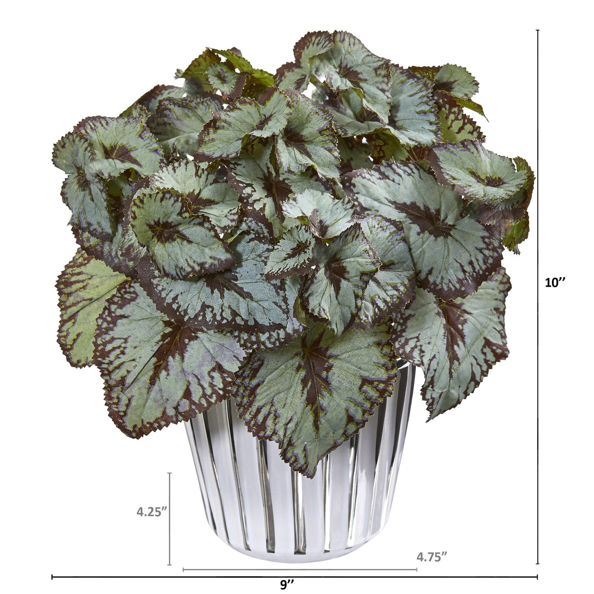10” Begonia Artificial Plant in White and Silver Trimmed Vase (Set of 2) - Ornate Home
