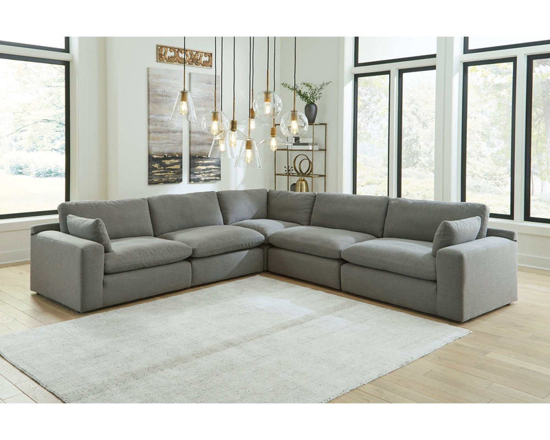 (Online Special Price) Elyza Smoke 5pc Sectional Sofa - Ornate Home