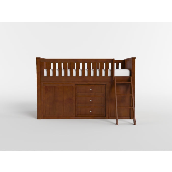Bartly Beige Low Loft Bunk With Bookcase And 2 Dressers