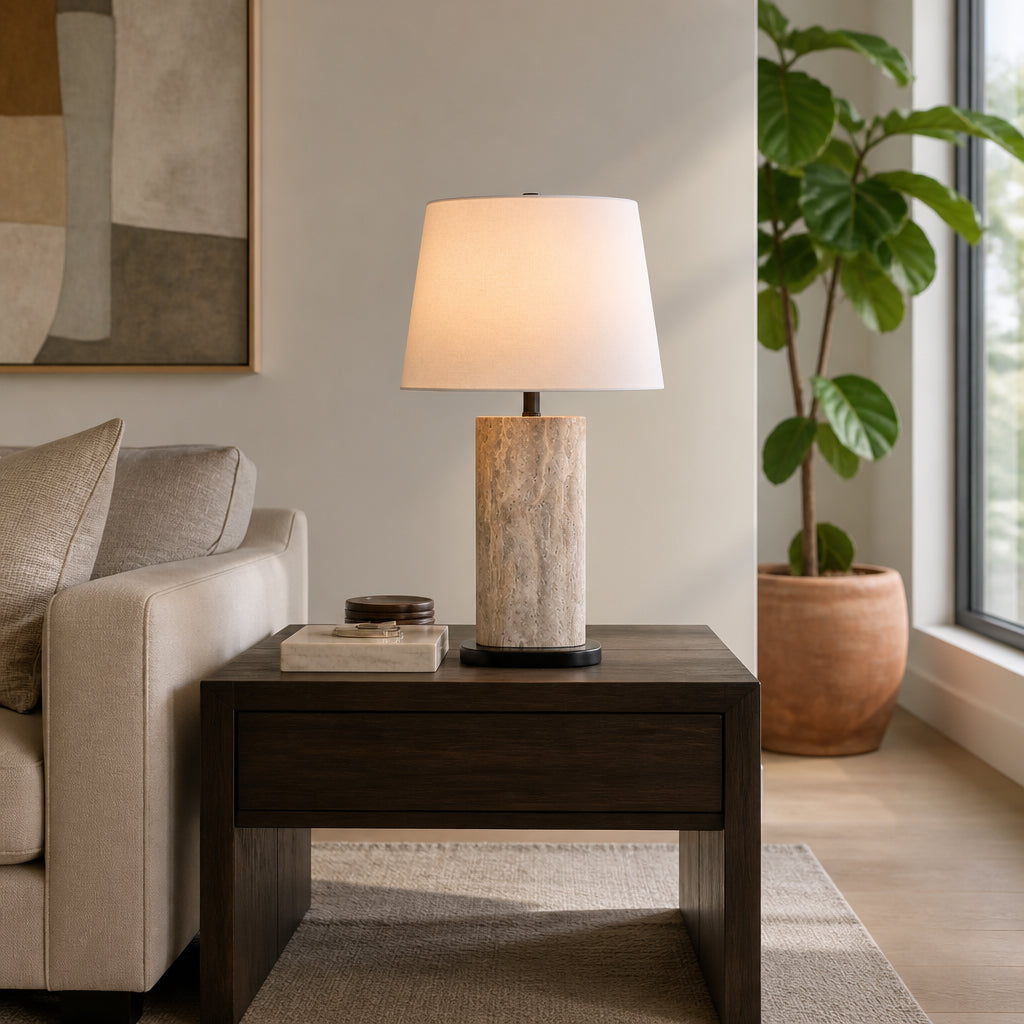 Oleum Gray/White Marble Table Lamp