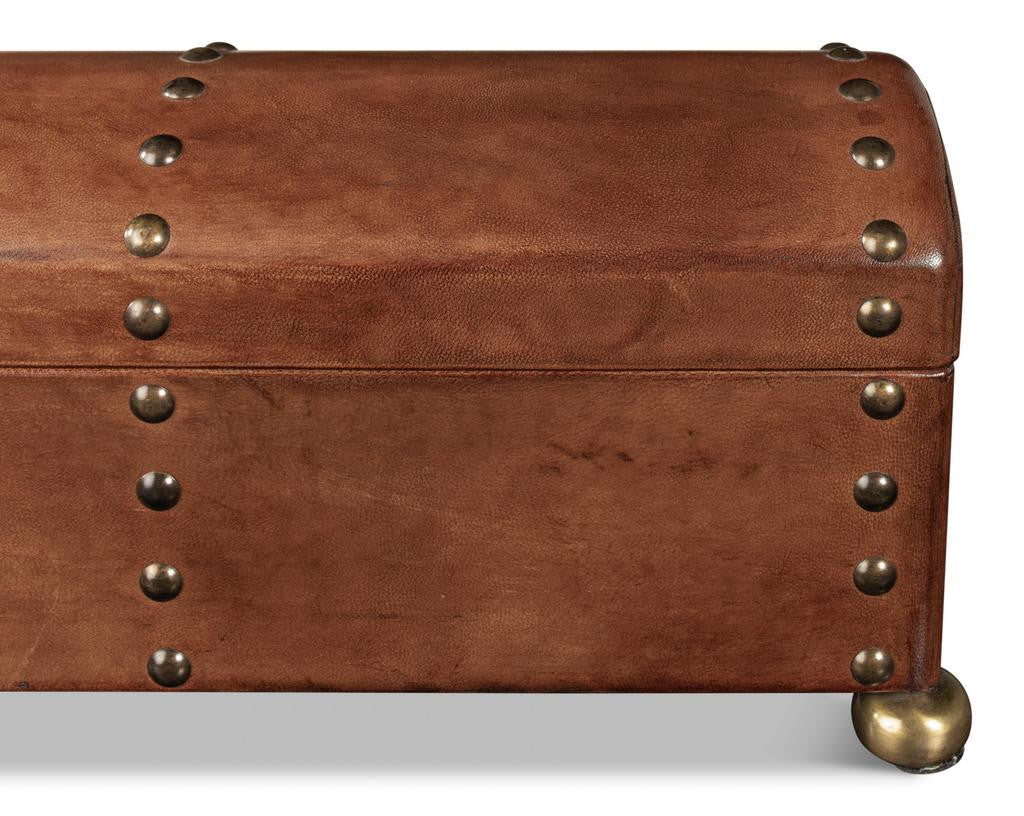 Telescope Brown Leather Box With Tacks
