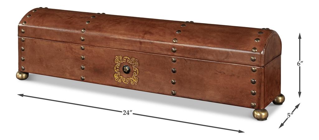Telescope Brown Leather Box With Tacks