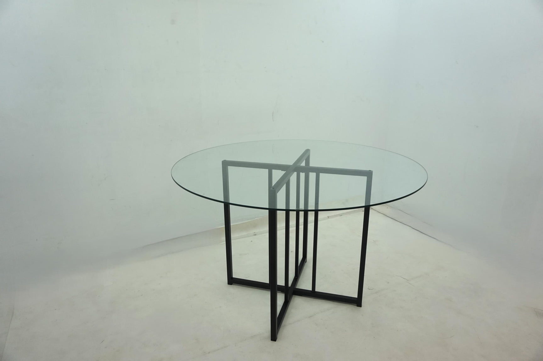 Pace Black 48-inch Round Glass Top Dining Table Matte