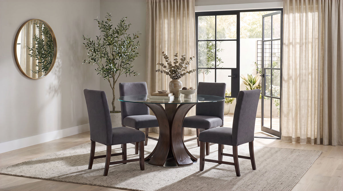 Naser Grey And Dark Walnut 5-Piece 48-inch Round Dining Table Set
