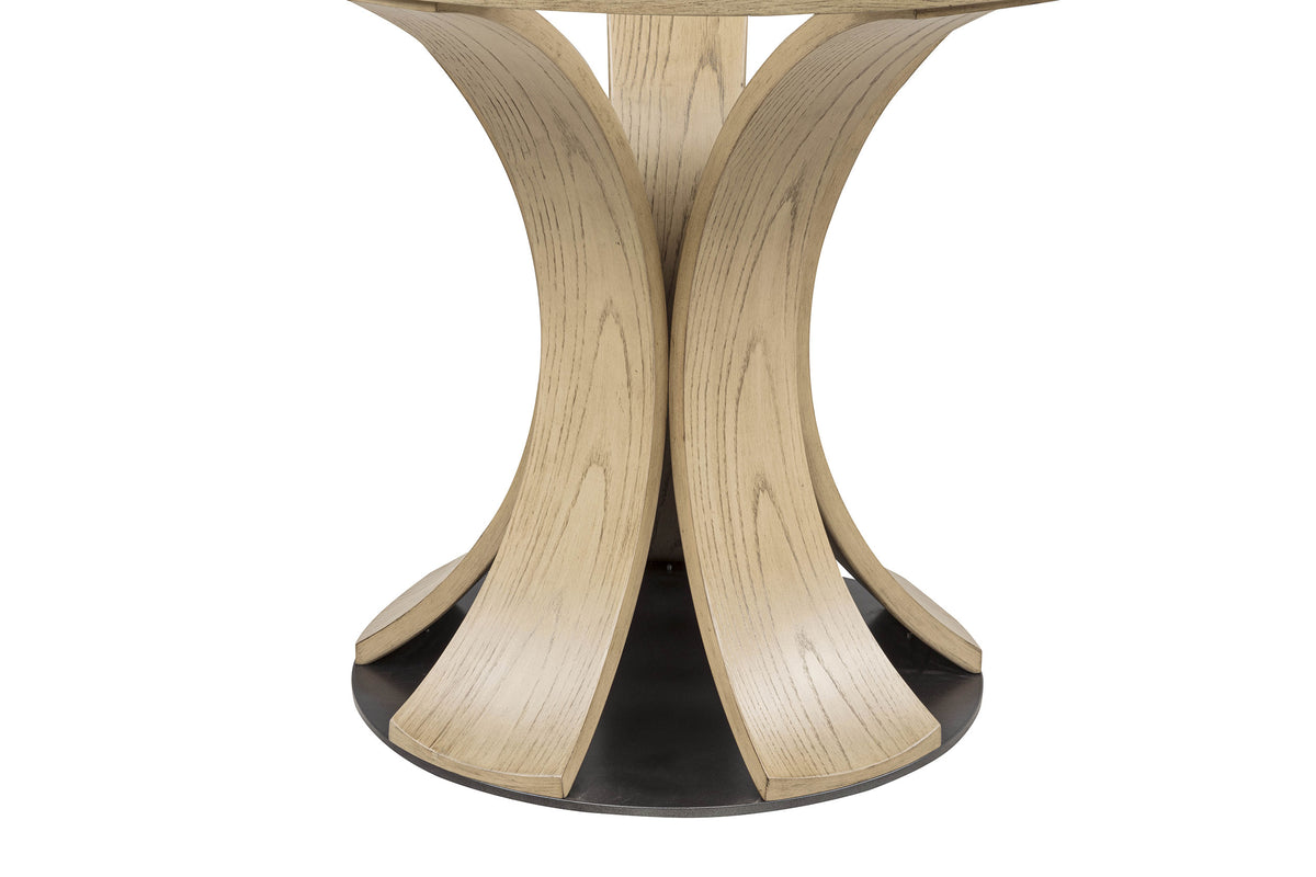 Naser Beige And Light Oak 5-Piece 48-inch Round Dining Table Set