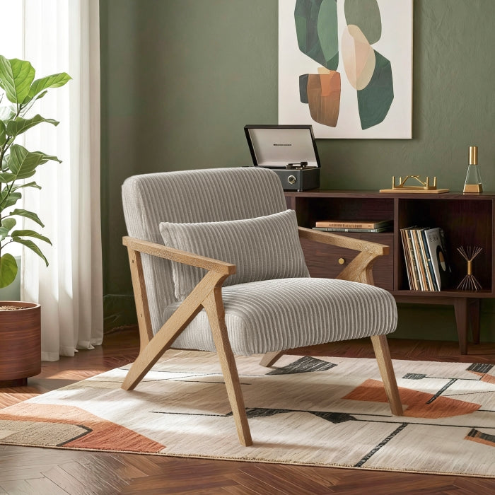 Chevron Beige Accent Chair