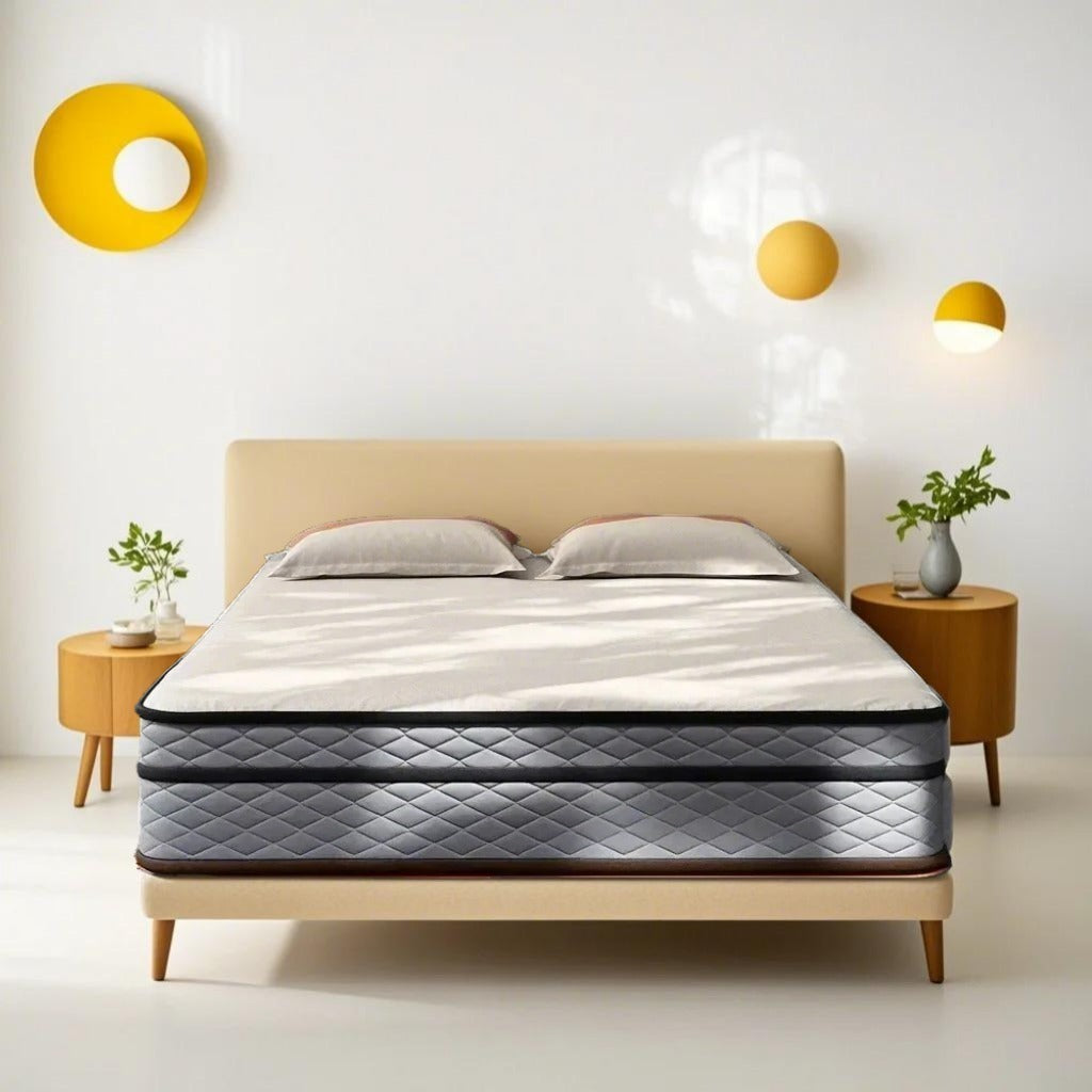 12" Queen Euro Top Pocket Coil and Cooling Gel Memory Foam Highly Breathable Quilted Cover Hybrid Mattress, Pressure Relief, and Motion Isolation, CertiPUR-US in a Box - Ornate Home