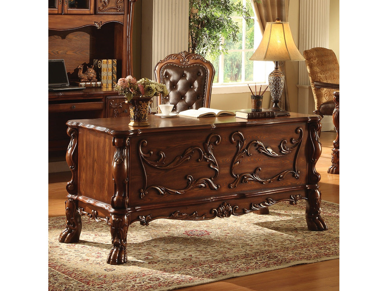 Dresden Cherry Oak Desk - Ornate Home