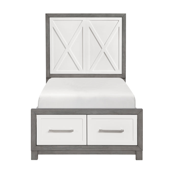 Rowan Silver Twin Platform Bed With Footboard Storage