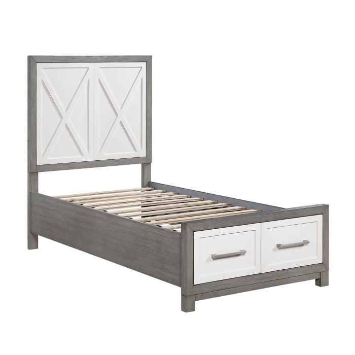 Rowan Silver Twin Platform Bed With Footboard Storage