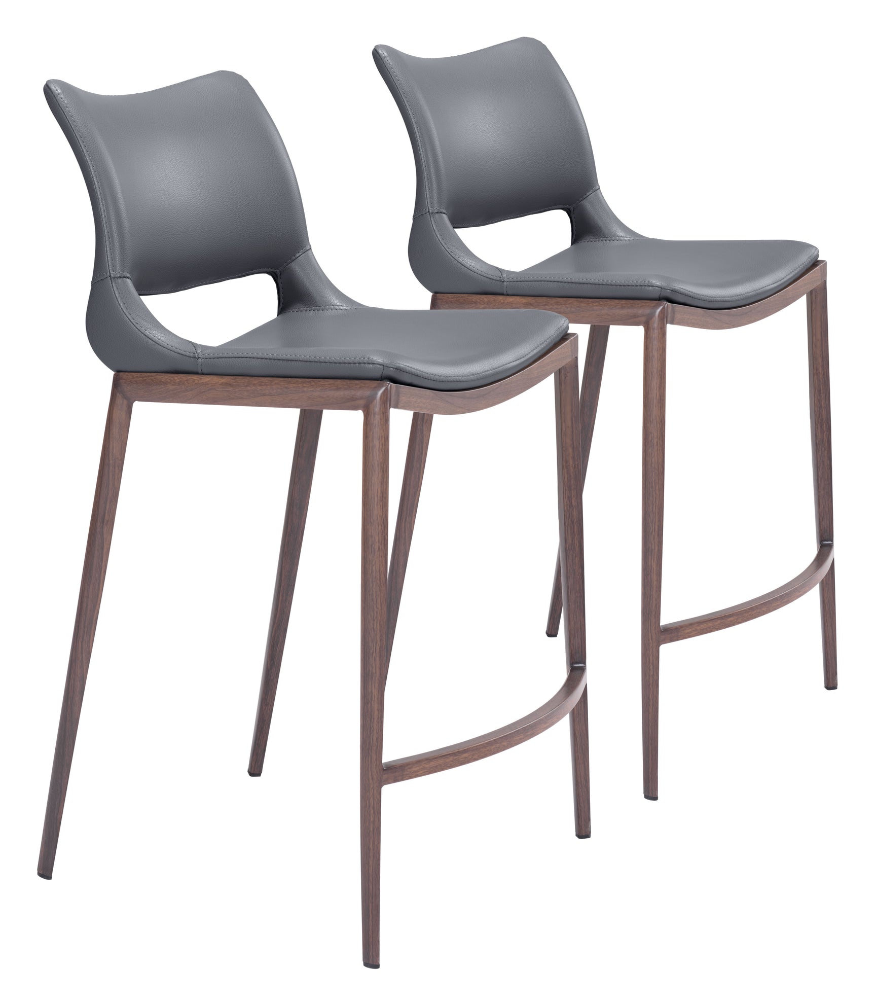 Ace Dark Gray & Walnut Counter Stool (Set of 2)