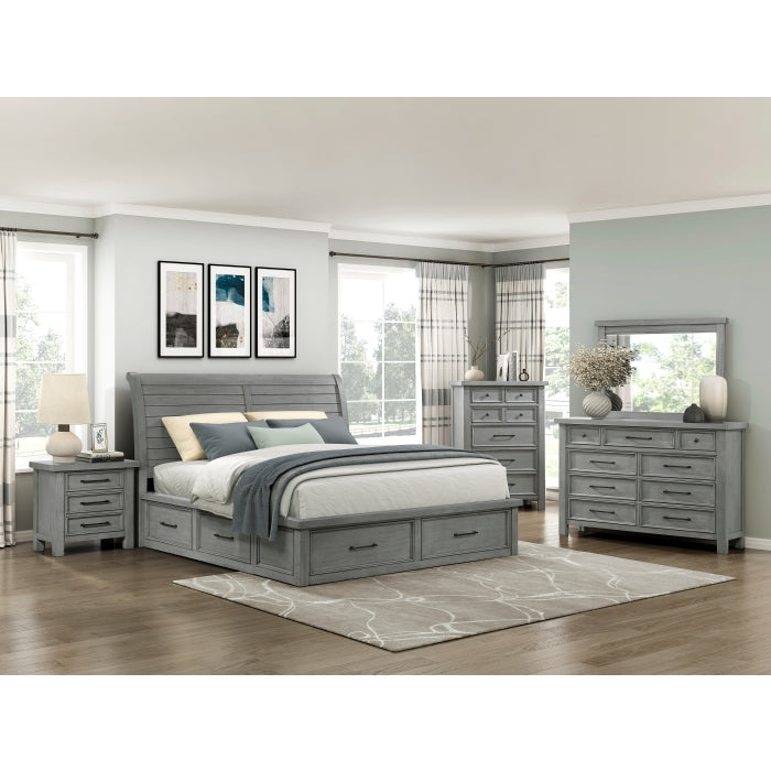 Logandale Gray Queen Platform Bed With Storage Footboard And Side Rails