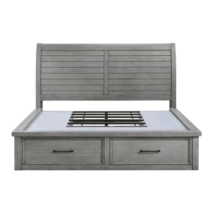 Logandale Gray Queen Platform Bed With Storage Footboard And Side Rails