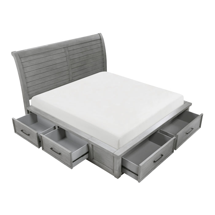 Logandale Gray Queen Platform Bed With Storage Footboard And Side Rails