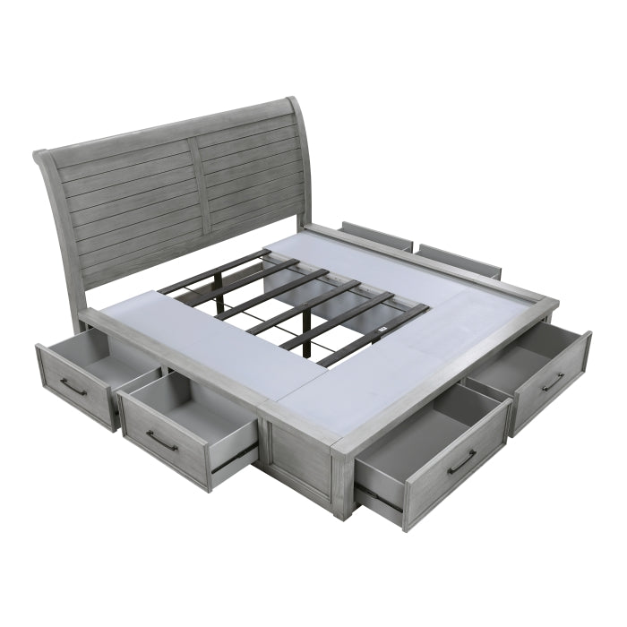 Logandale Gray Queen Platform Bed With Storage Footboard And Side Rails